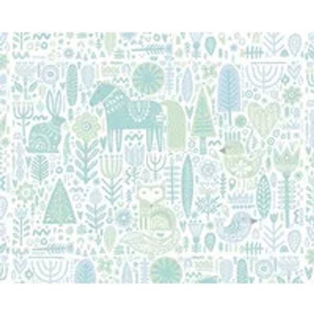 Origin Murals Scandi Forest Animals Teal Blue 3.5M X 2.8M Wall Mural, Blue