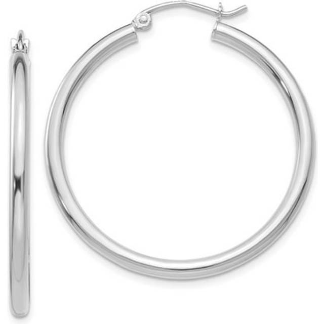 Leslies 14K White Gold Polished 2.5 mm Lightweight Tube Hoop Earrings