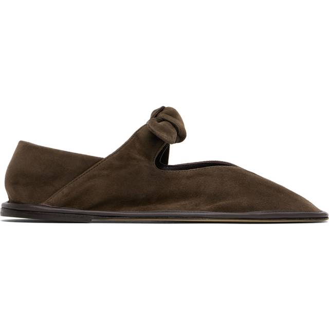 HEREU Brown Llasada Suede Ballerina Flats - Dark Brown - IT 36
