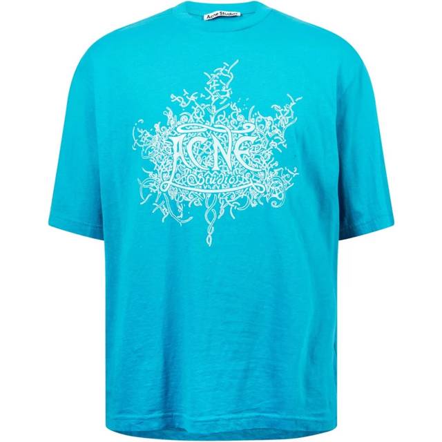 Acne Studios, Topp, Herr, M, Bomull, Devil Logo T-Shirt Fluo Blue - blue (M)