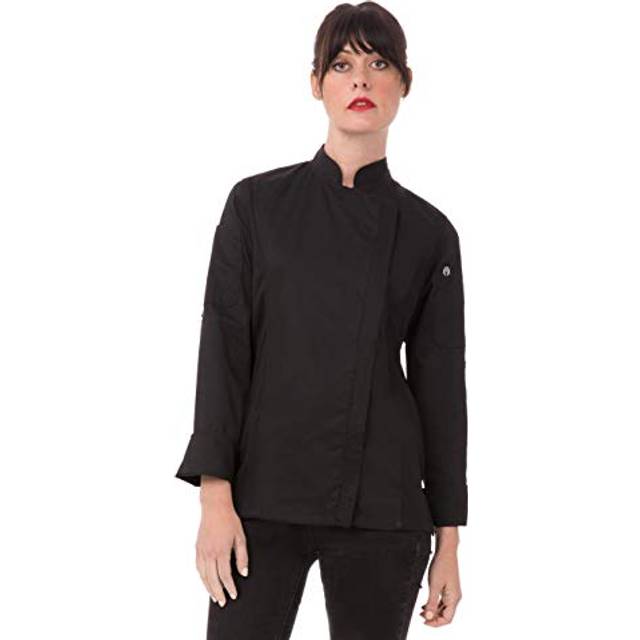 Chef Works Hartford Lightweight Zip Womens Chef Jacket Black M
