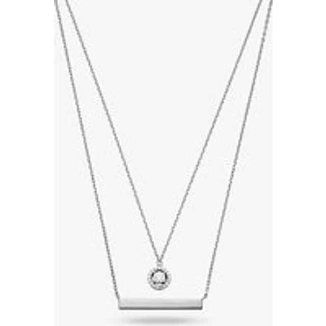 MK Precious Metal-Plated Sterling Silver Pavé Layered Necklace - Silver - Michael Kors - ONE SIZE