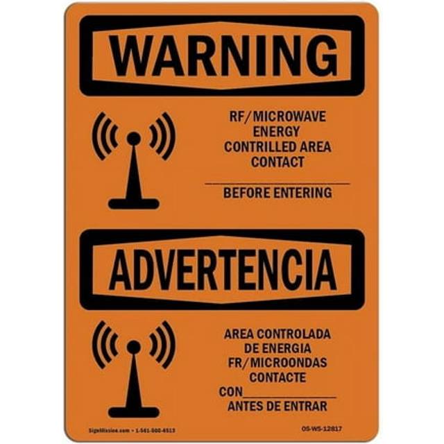SignMission OS-WS-A-710-L-12817 7 x 10 in. OSHA Warning Sign - RF Microwave Energy Controlled Area Custom