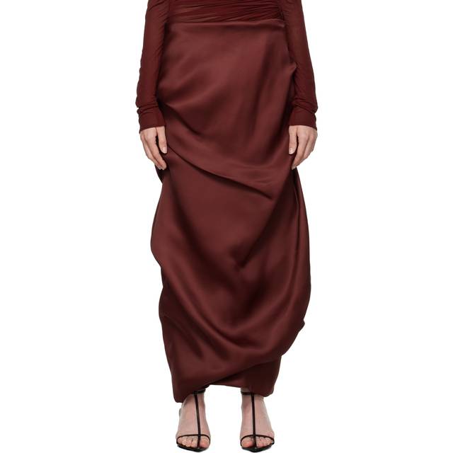 Olula Draped Silk Maxi Skirt - OXBLOOD - 2