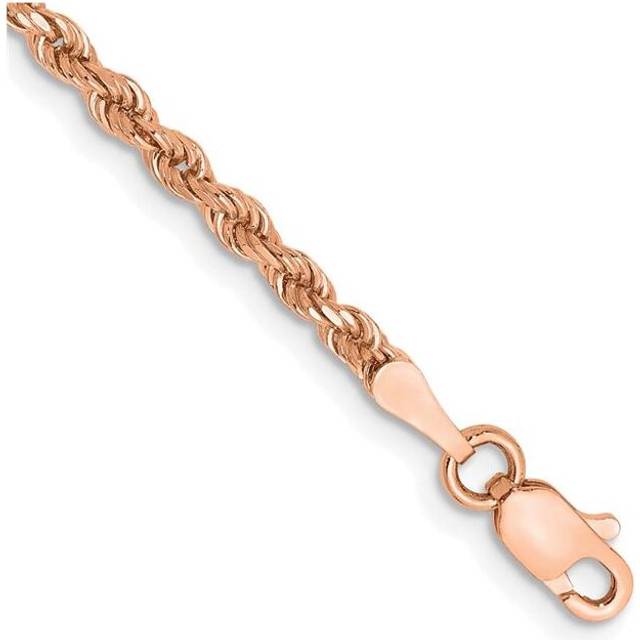 14K Rose Gold 2.25 mm Diamond-Cut Rope with Lobster Clasp Chain 8 in. Bracelet