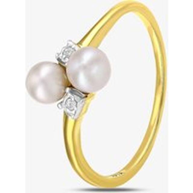 9Ct Yellow Gold Two Pearl Cross Over Ring PR12591YPRL K