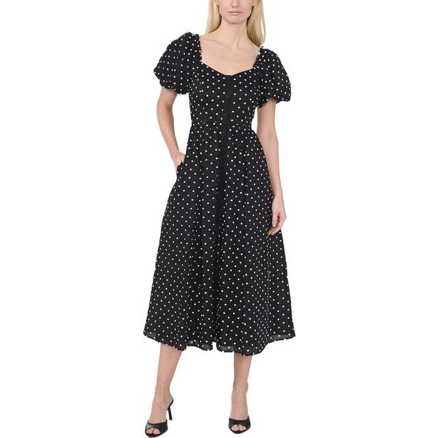 Cece Puff Sleeve V-Neck Button Down Dress