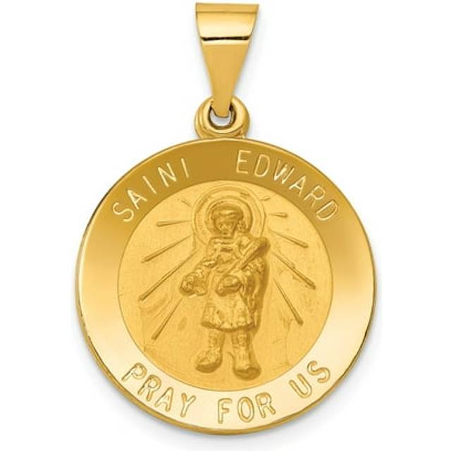 14K Yellow Gold Saint Christopher Medal Hollow Pendant