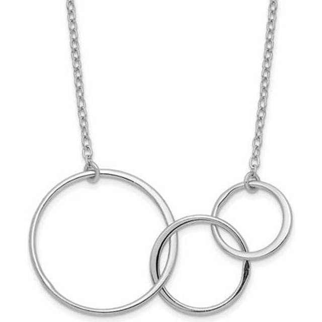 Sterling Silver Rhodium-Plated 3 Intertwined Circles with 2 in. Extension Necklace