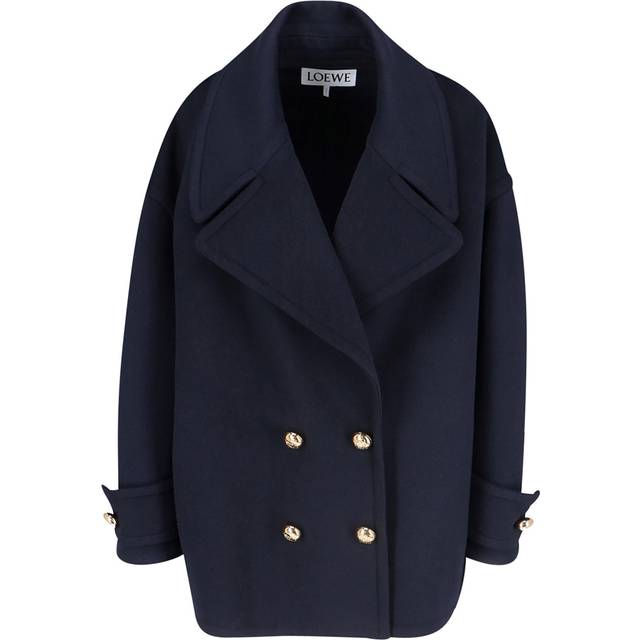 Loewe Wool Pebble Pea Coat - Blue - 40