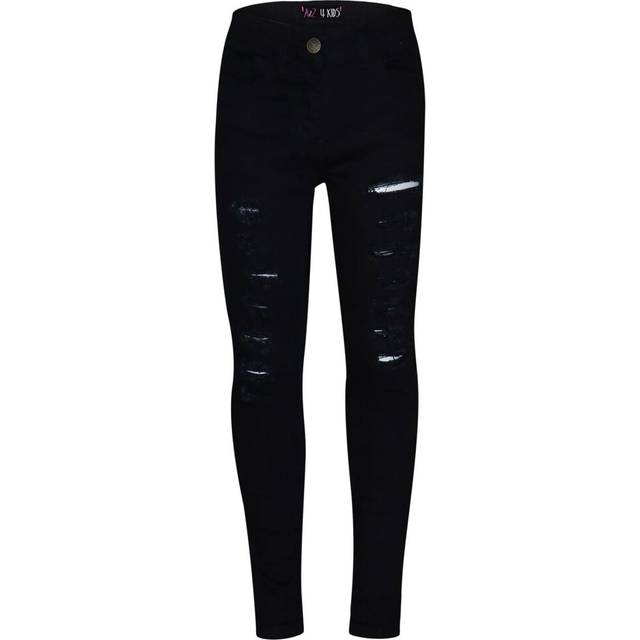 A2z 4 kids jet black jeans lightweight denim ripped skinny stretch comfort pants