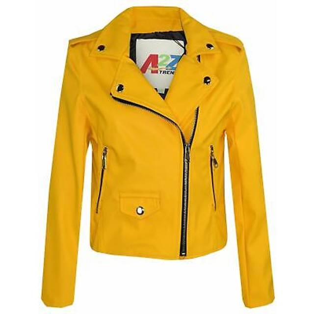 (13 Years, Mustard) Girls PU Leather Mustard Jacket Waterproof Coat