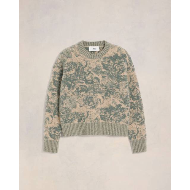 AMI Paris Beige & Green Alpaca Mohair Jacquard Crewneck - BEIGE/CLAY/2024 - XL