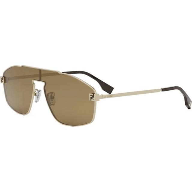 Fendi, Sunglasses, unisex, Yellow, 65 MM, Gold Frame Brown Lens Sunglasses