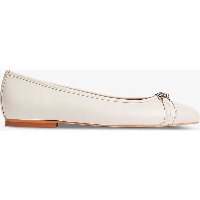 Ecru Brielle Leather Twist Trim Ballerina Flats - Cream (6)