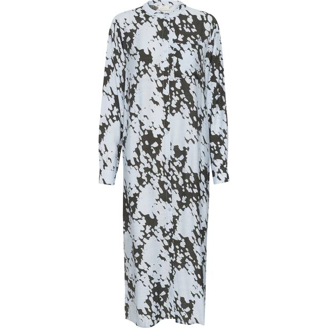 KAFFE Louise Abstract Shirt Dress, Pale Blue/Multi