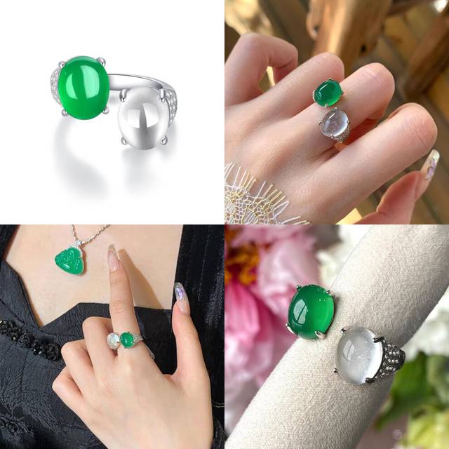 Beautiful 2024 Summer Simple Adjustable Floral Ring Crafted From Natural Jade Agate