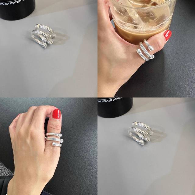 Chic Multilayered Geometric Copper Ring For Women Fashion Trend In 2024 Summer