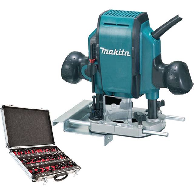 Makita 1/4 Or 3/8 Plunge Router 240v Carry Case Capacity 0 - 35mm Rp0900x