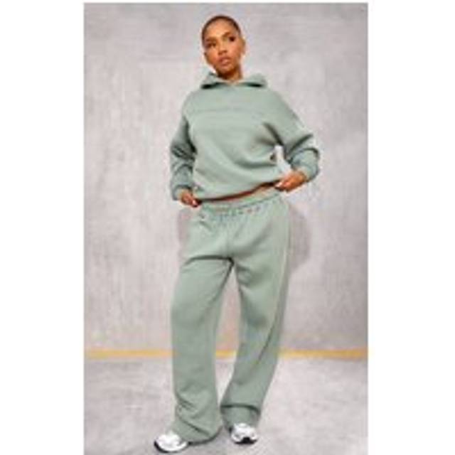 PRETTYLITTLETHING Sage Athletics Club Embossed Straight Leg Joggers, Sage
