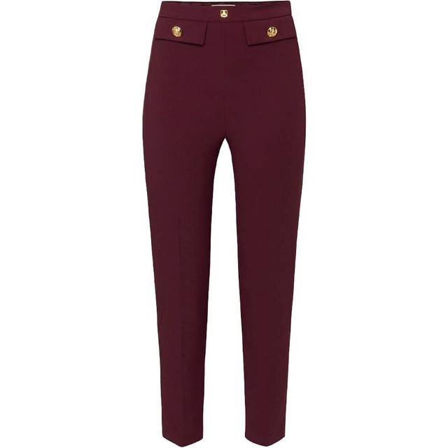 Elisabetta Franchi, Cropped Trousers, female, Red, L, Elegant Burgundy Trousers