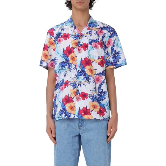 All over floral print shirt white m - WHITE (M)