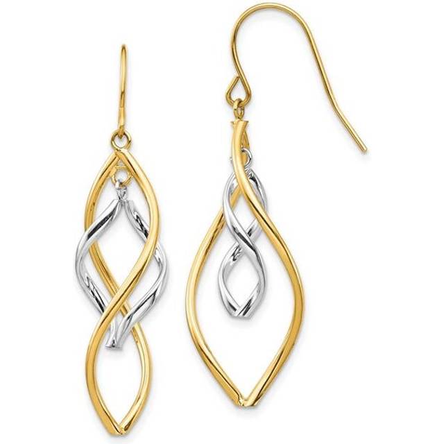14K Two-Tone Fancy Twisted Dangle Earrings
