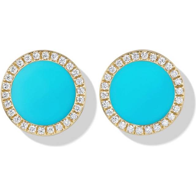 David Yurman - 18kt yellow gold Petite DY Elements diamond stud earrings (11mm) - women - 18kt Yellow Gold/Turquoise - One Size