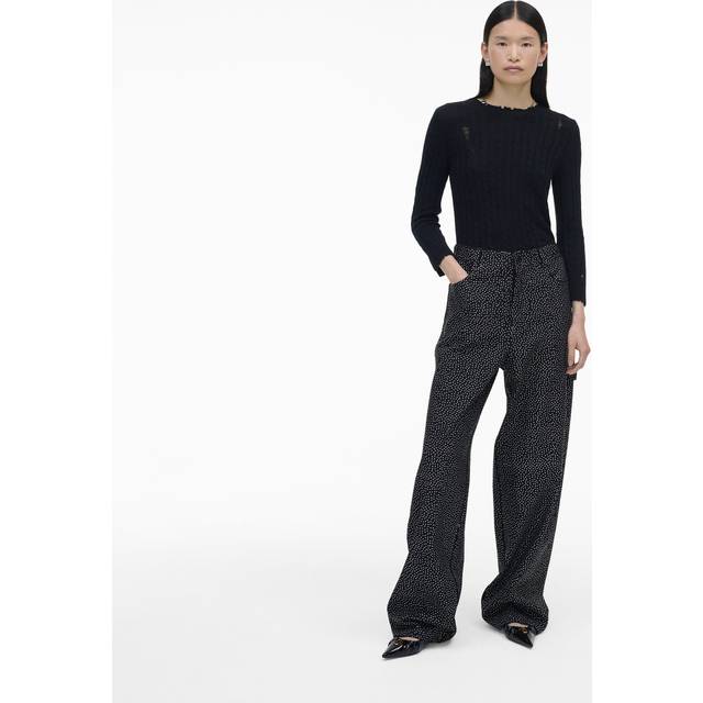 MARC JACOBS Marc Jacobs The Glam Studs Oversized Jeans in Black, Size 29