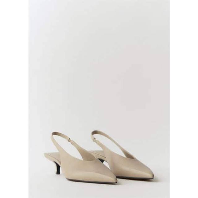 MANGO Kitten-Heel Leather Shoes |Kräm |37