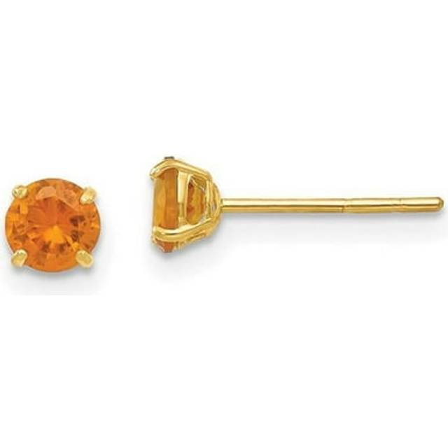 14K Yellow Gold Madi K Round Citrine 4 mm Post Earrings