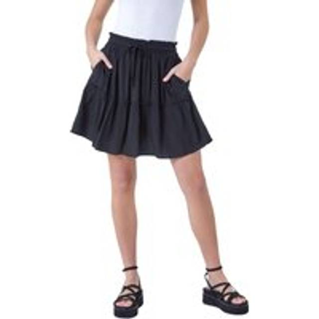 Dusk Womens A Line Tiered Tie Detail Pocket Mini Skirt - Black - Size 8 UK