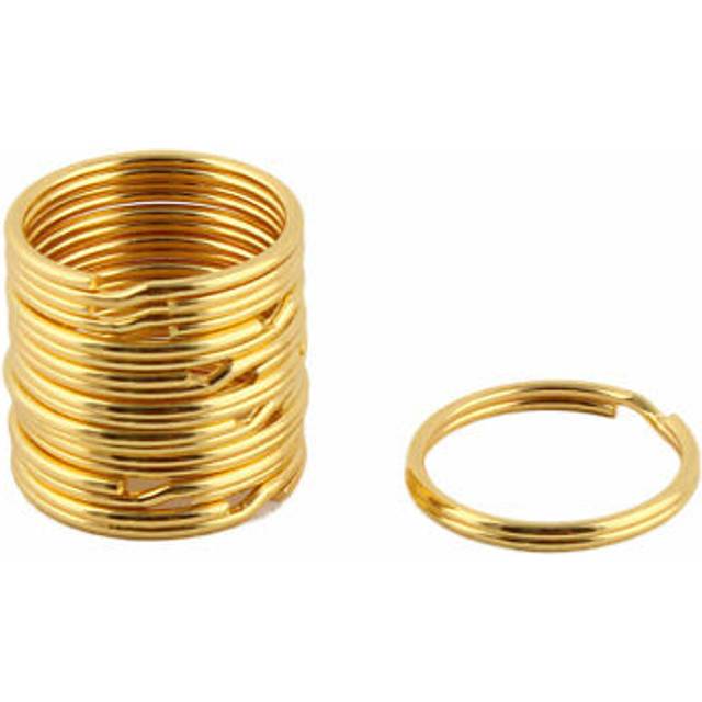 2.5cm Diameter Gold Tone Metal Split Key Ring Keyring Loop Keychains 10 Pcs