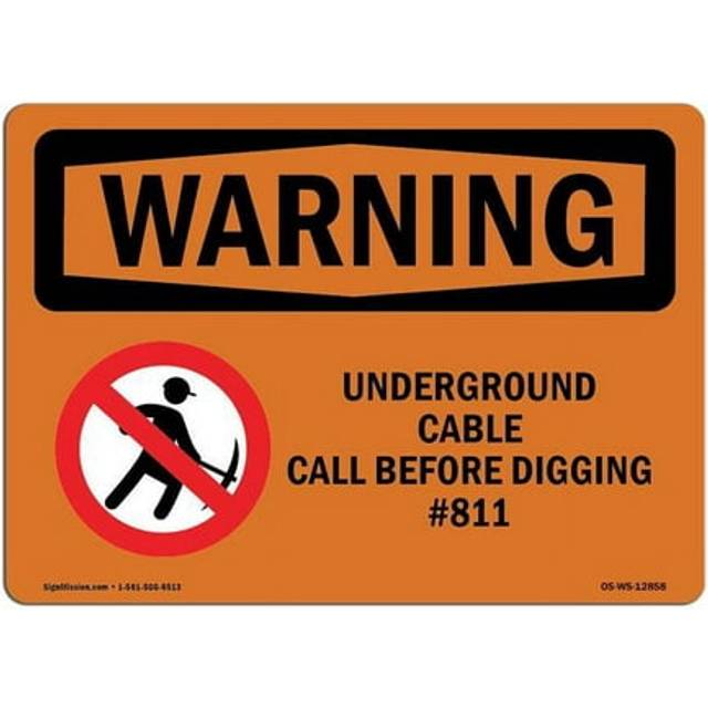 SignMission OS-WS-A-1014-L-12858 10 x 14 in. OSHA Warning Sign - Underground Cable Call Before Digging No.811