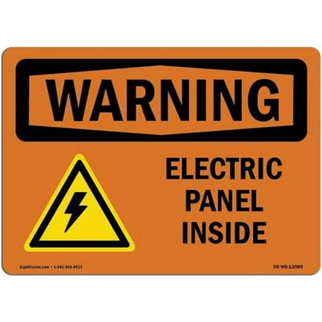 SignMission OS-WS-D-57-L-12089 OSHA Warning Sign - Electric Panel Inside with Symbol