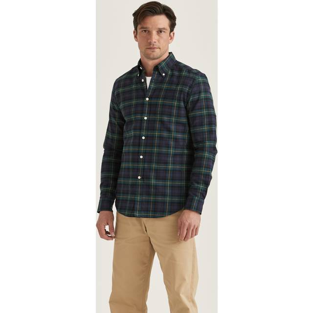 MORRIS Flannel Tartan Shirt-Slim Fit |Marinblå |XL