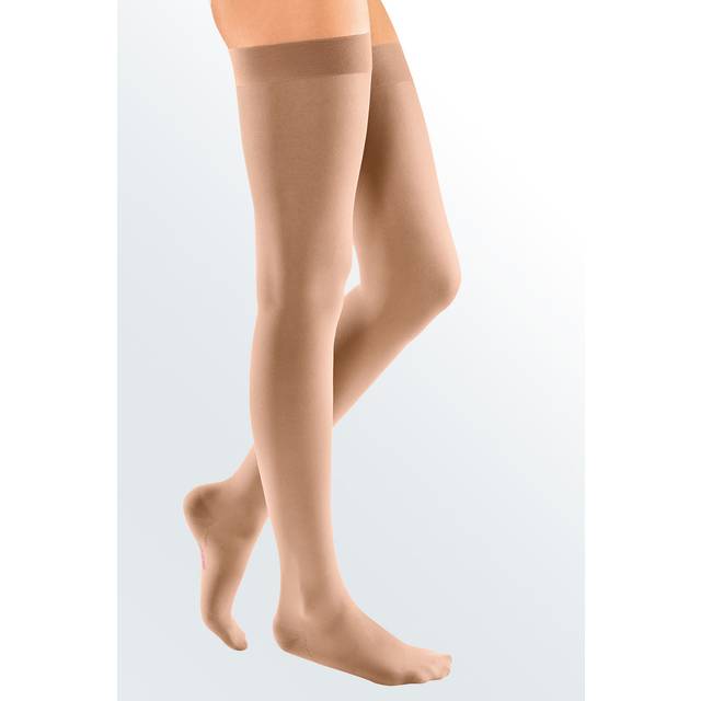 Mediven Elegance Class 2 Thigh Compression Stockings with Lace Topband - Beige - IV/L, Regular, Petite, Closed Toe