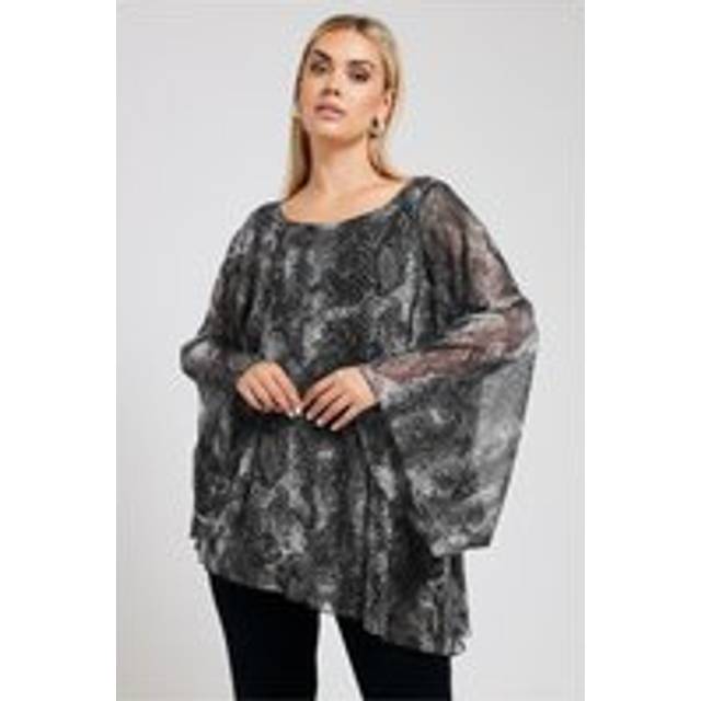 Yours London Curve Grey Snake Print Asymmetrical Blouse, Women's Curve & Plus Size, Yours London - 26-28
