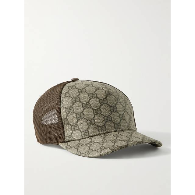 Gucci - Monogrammed Coated-Canvas and Mesh Baseball Cap - Men - Neutrals - S
