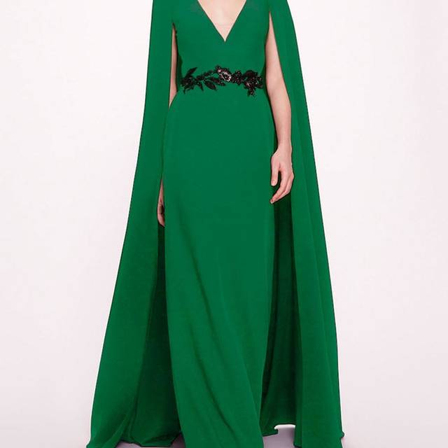 Marchesa Notte Floor Length Cape Gown