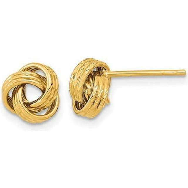 14K Yellow Gold Polished Love knot Post Earrings