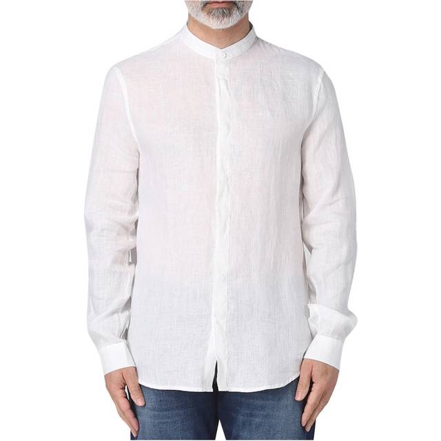 Armani Exchange Men's Grandad Collar Linen White Shirt - Size: 44/Regular