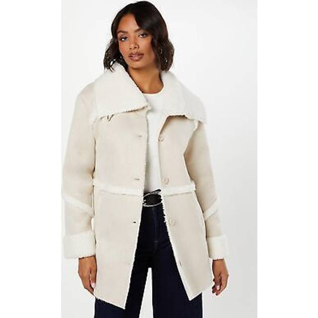 Suede Shearling Longline Coat - Mink - 10