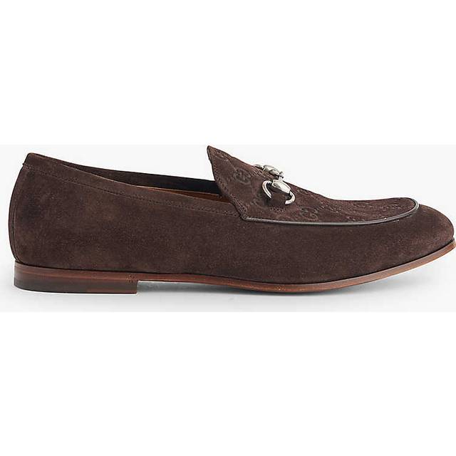 Gucci Mens Night Cocoa Jordy Monogram-pattern Leather Loafers Eur 40 / 6 Uk Men