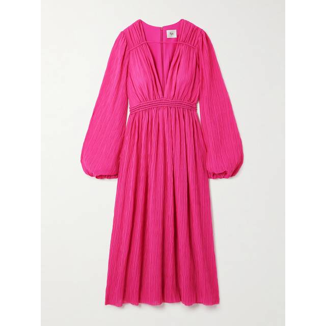 Aje - Genevieve Recycled Plissé-chiffon Midi Dress - Pink - UK 6