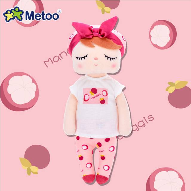 (Mangosteen) Huggable Metoo Angela Peach Plush Doll Silky Soft Crystal Velvet Cuddly Toy 34cm
