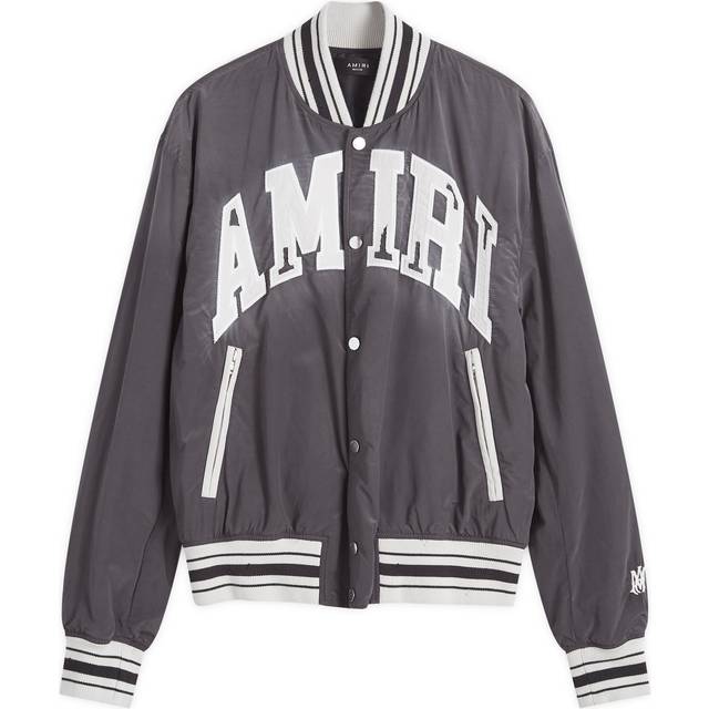Amiri, Bomber Jackets, male, Black, M, Faded Black Coats with Appliqué Logo