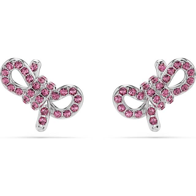 Lifelong Bow stud earrings, Bow, Pink, Rhodium plated - OS
