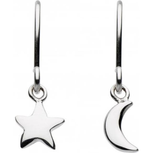 Dew Sterling Silver Starry Night Moon and Star Drop Earrings 6035HP018