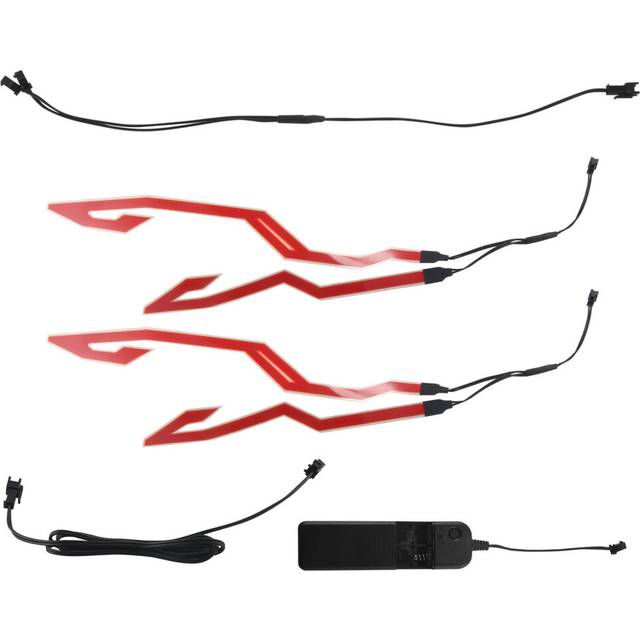 4PCS Motorcycle LED Night Light Riding Signal Helmet EL Cold Light 3 Mode Bike Helmet Led Light Strip Kit Bar (Red)